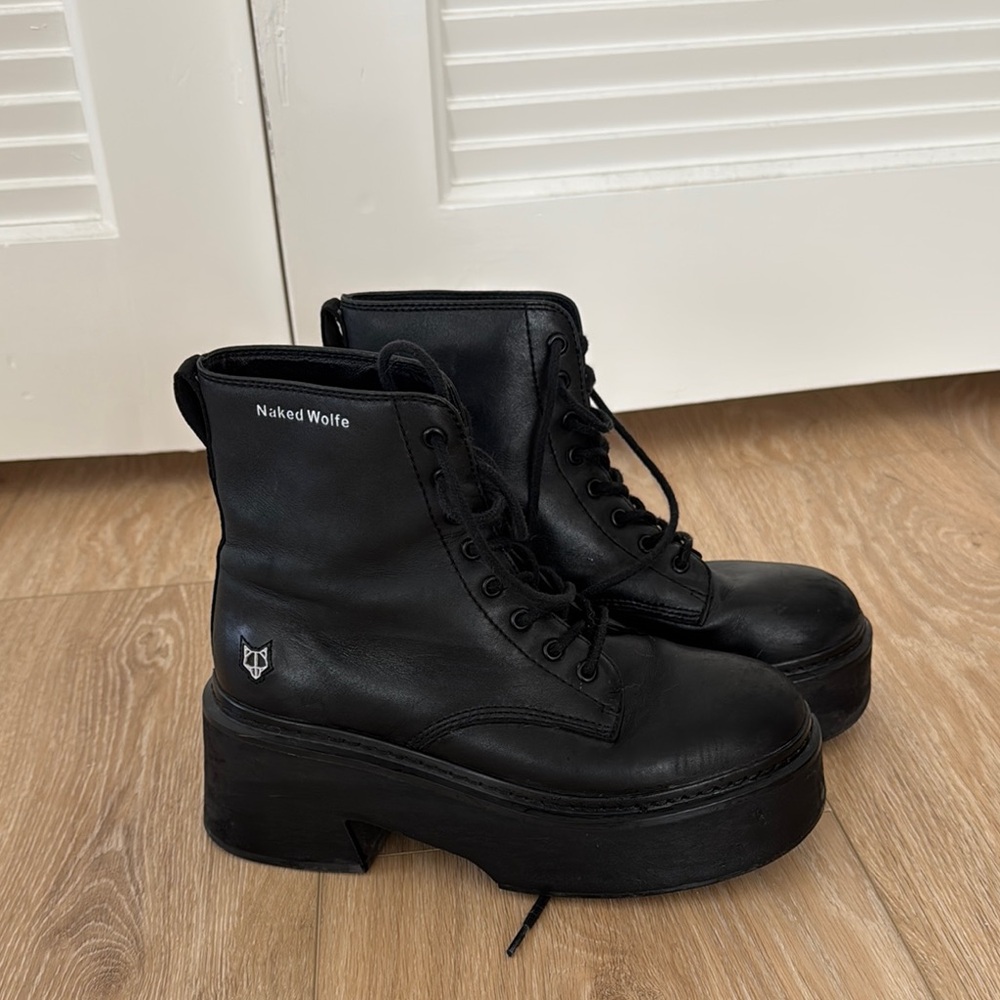 Naked Wolfe Black Lace Up Boots